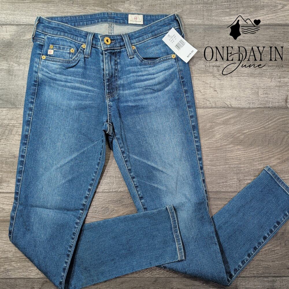 AG Adriano Goldschmied Straight Leg Jeans Medium Blue Wash NWT Size 4 (27)